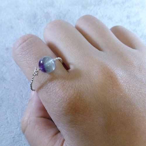 Duck Playground 訂製紫藍螢石鍍金/鍍銀鍊條硬戒指 Flourite gold-plated/silver-plate ring, please provide ring size when order