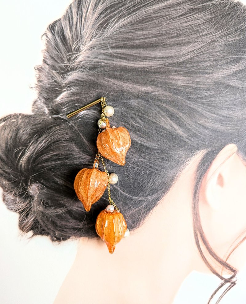 Real flower hair accessory. One-and-only, precious gift from nature. - Hair Accessories - Resin Orange