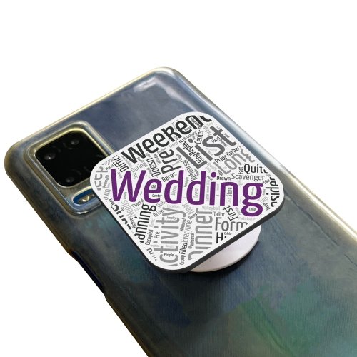PRINT+SHAPE 婚禮正方形氣囊手機架 紫字Wedding款 客製化禮物 手機支架