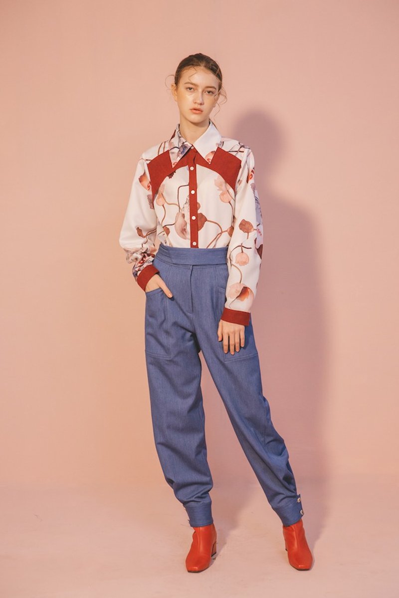 限量出清特惠 / 藍色牛仔束口褲 - 女長褲 - 其他人造纖維 藍色