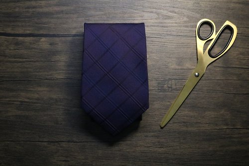 壞紳士 深紫色暗格紋領帶紳士風正裝百搭necktie