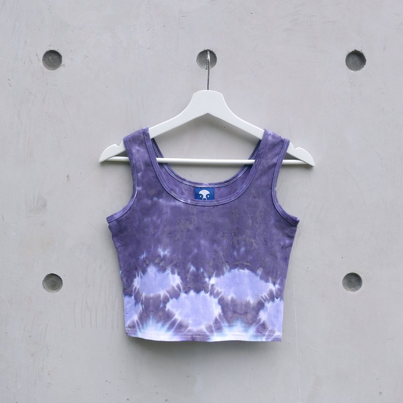 Purple sea wave | Tie dye Tank top - เสื้อกั๊กผู้หญิง - ผ้าฝ้าย/ผ้าลินิน สีม่วง
