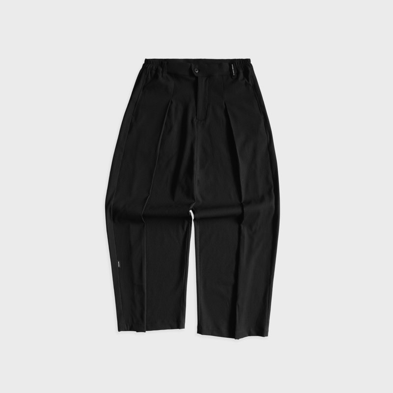 DYCTEAM -RePET Loose pleated full-length pants (black) - 男長褲/休閒褲 - 其他材質 黑色