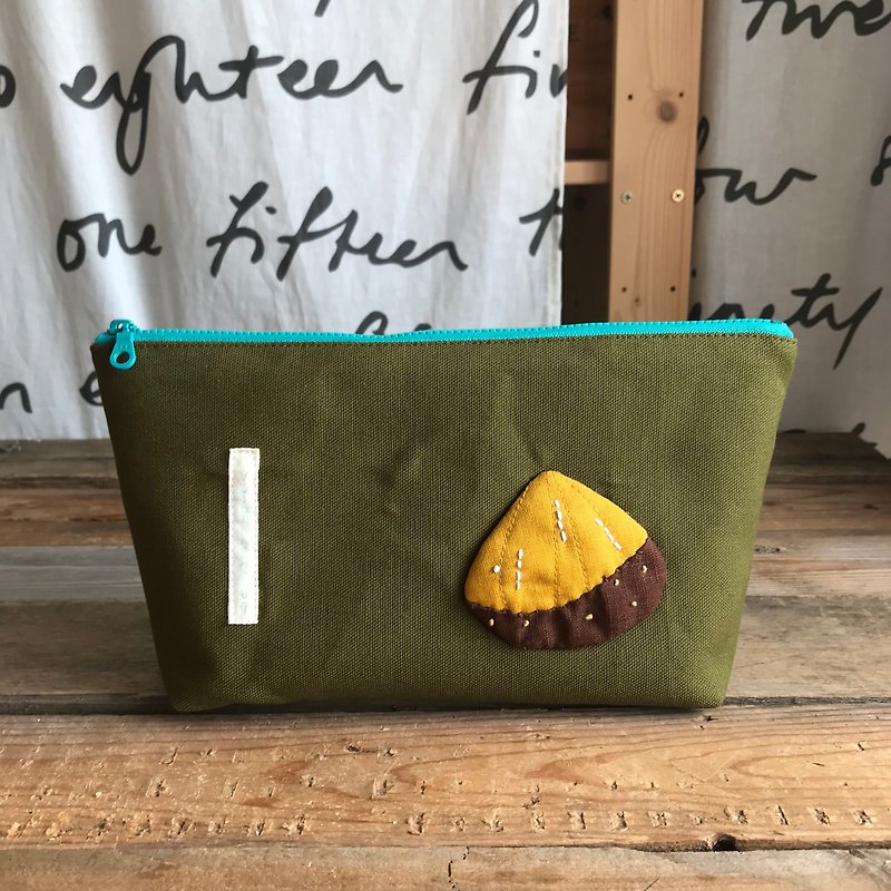 Yellow Chestnut/Dark Green Bottom/Zipper Storage Bag - Toiletry Bags & Pouches - Cotton & Hemp Orange