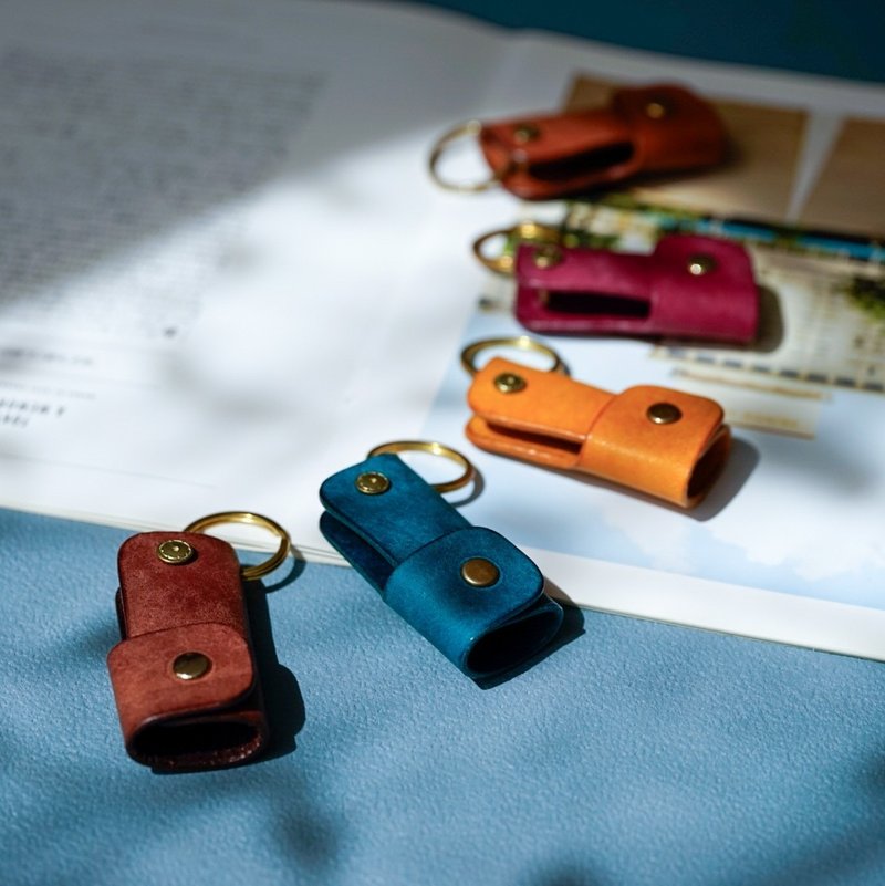 No.56 Key Case【Margot】 - 鑰匙圈/鑰匙包 - 真皮 藍色