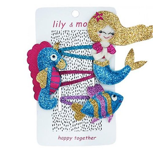 好玩伴．親子選物 美國 Lily & Momo 手工髮飾 ─ 閃亮人魚公主 | 三件組 | 超吸睛
