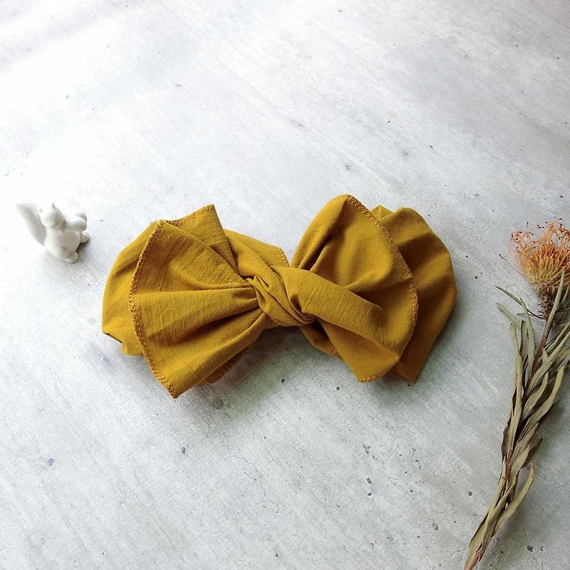 Shell Arts] giant butterfly hair band (Turmeric Gubu section) - the whole can be disassembled! - ที่คาดผม - ผ้าฝ้าย/ผ้าลินิน สีเหลือง
