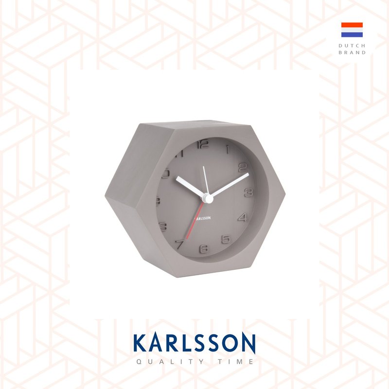 Karlsson 六角形水泥鬧鐘深灰色, Design by Boxtel Buijs - 時鐘/鬧鐘 - 水泥 灰色