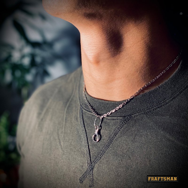 [Outdoor 925 sterling silver mountain series] Add D buckle necklace Silver abseiling climbing - Collar Necklaces - Sterling Silver Silver