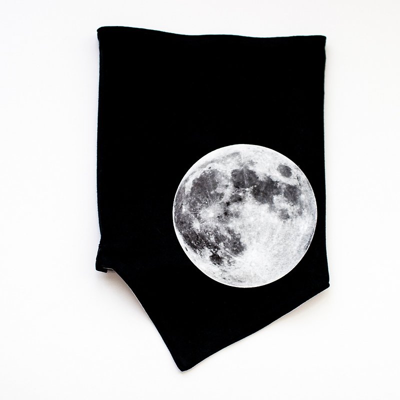 超級月亮 手作雙面有機棉脖圍(設計師限定版) - 圍兜/口水巾 - 棉．麻 黑色