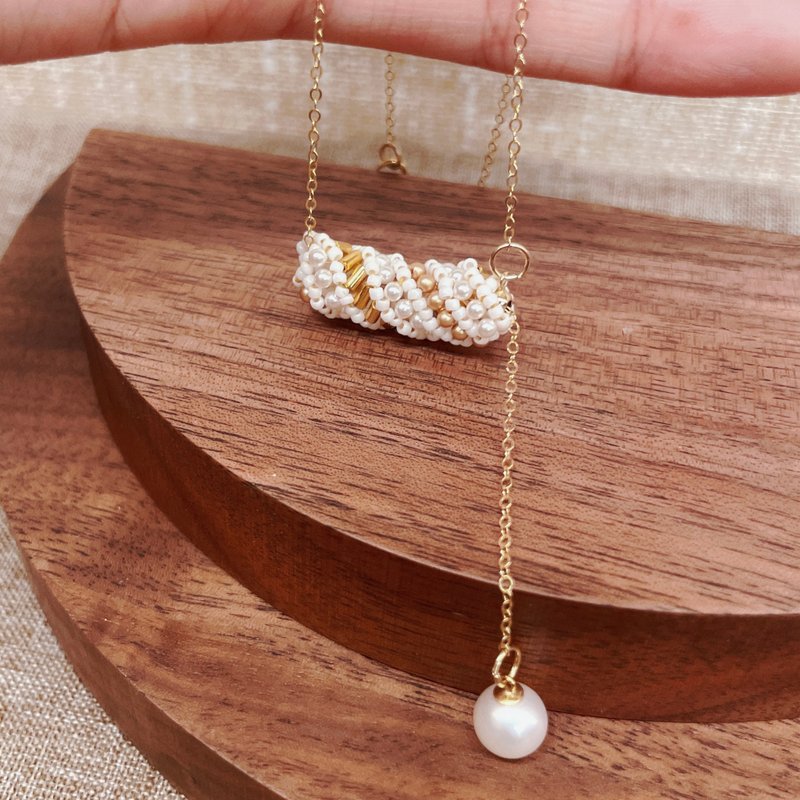 Campbell | Adjustable Detail Pearl Necklace | 14KGF gold filled - Necklaces - Pearl Gold