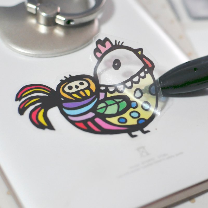 Year of the Rooster illustrator transparent waterproof stickers - Stickers - Paper Multicolor