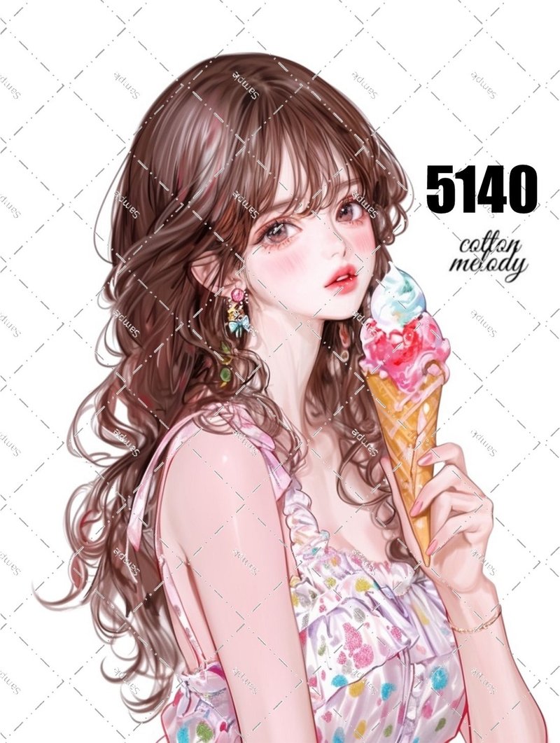 original sticker no.5140 人物ステッカー オリジナルステッカー オリジナル人物ステッカー 装飾ステッカー cotton melody - 貼紙 - 紙 