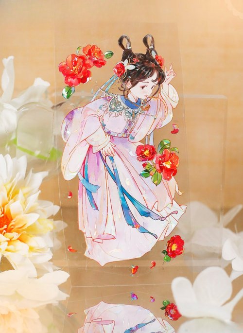 日々美術館 花影 東方小美人 PET 和紙膠帶 貝殼光 10米卷