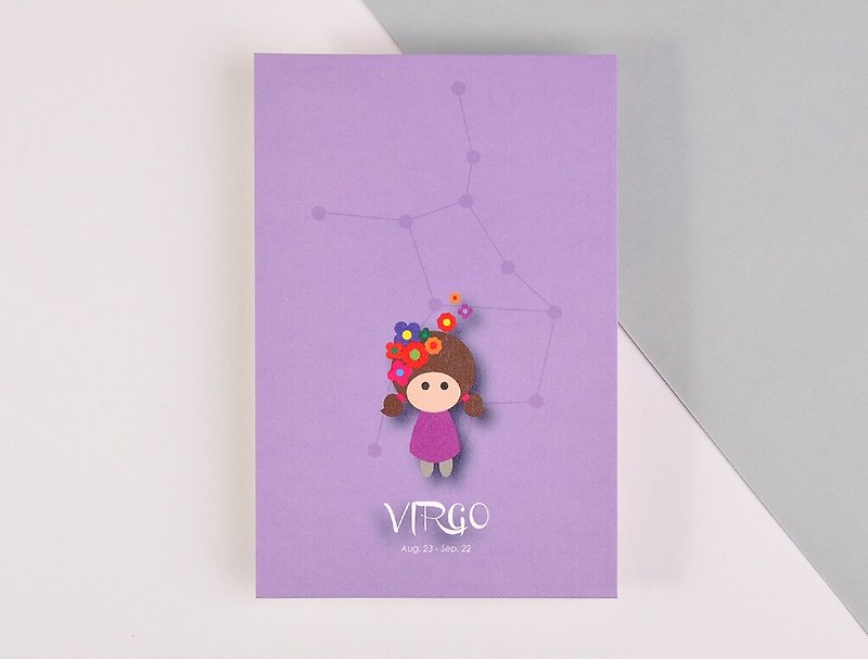 The 12 constellations character birthday card and postcard - Virgo - การ์ด/โปสการ์ด - กระดาษ สีม่วง
