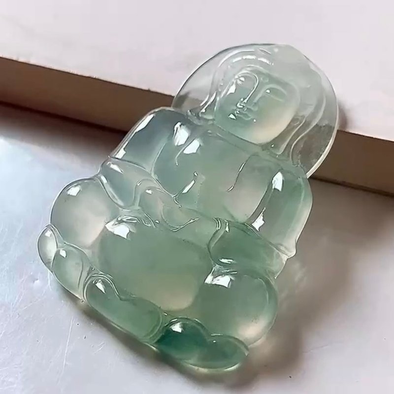 天然翡翠 緬甸 A玉 玉鐲 • 冰種翡翠觀音吊墜 - 戒指 - 玉石 綠色