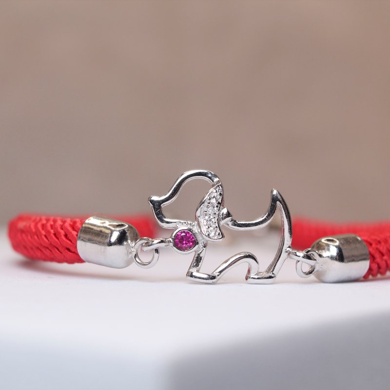 Dog bracelet 925silver - Bracelets - Sterling Silver Red