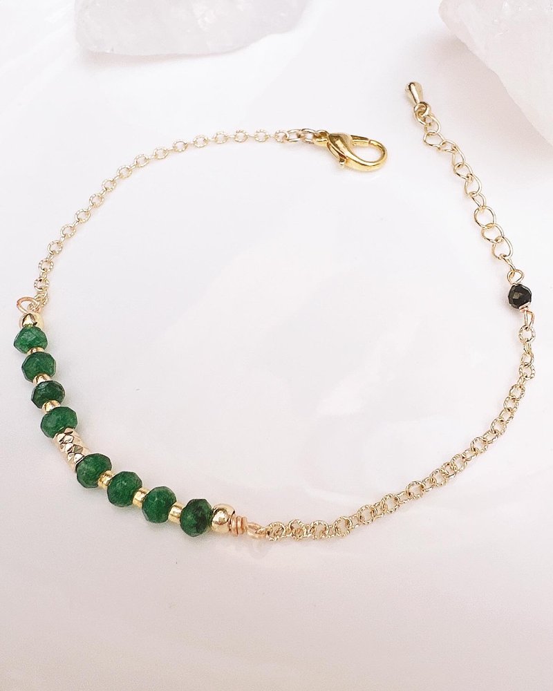 C&W natural green agate diamond faceted 14ks 925 sterling silver gold-filled bracelet bracelet - Bracelets - Jade Gold