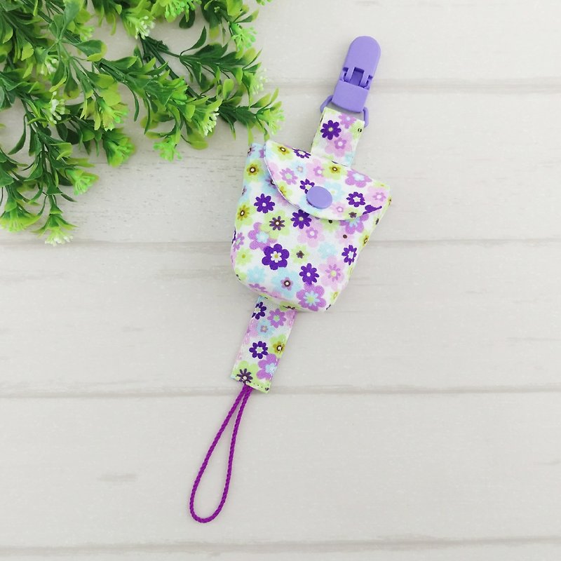 Fun flowers - 2 colors optional. Pacifier storage bag + pacifier chain set (can increase 40 embroidered name) - Baby Bottles & Pacifiers - Cotton & Hemp Purple