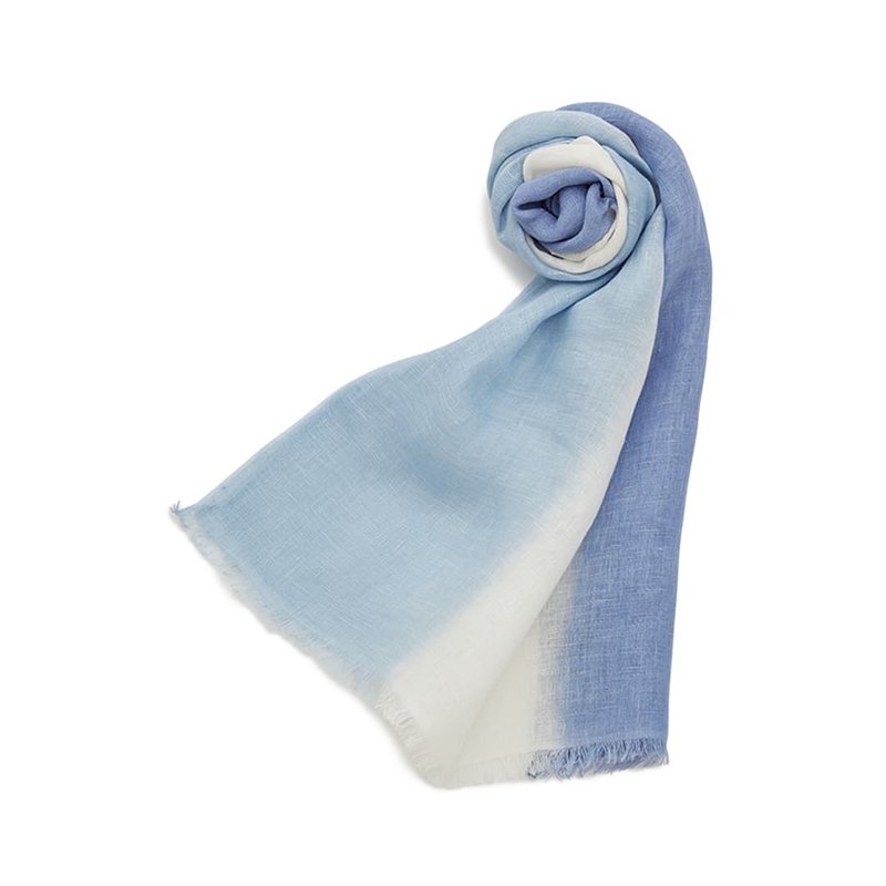 亞麻條紋圍巾-水藍色(數量有限 售完為止) - 圍巾/披肩 - 棉．麻 藍色