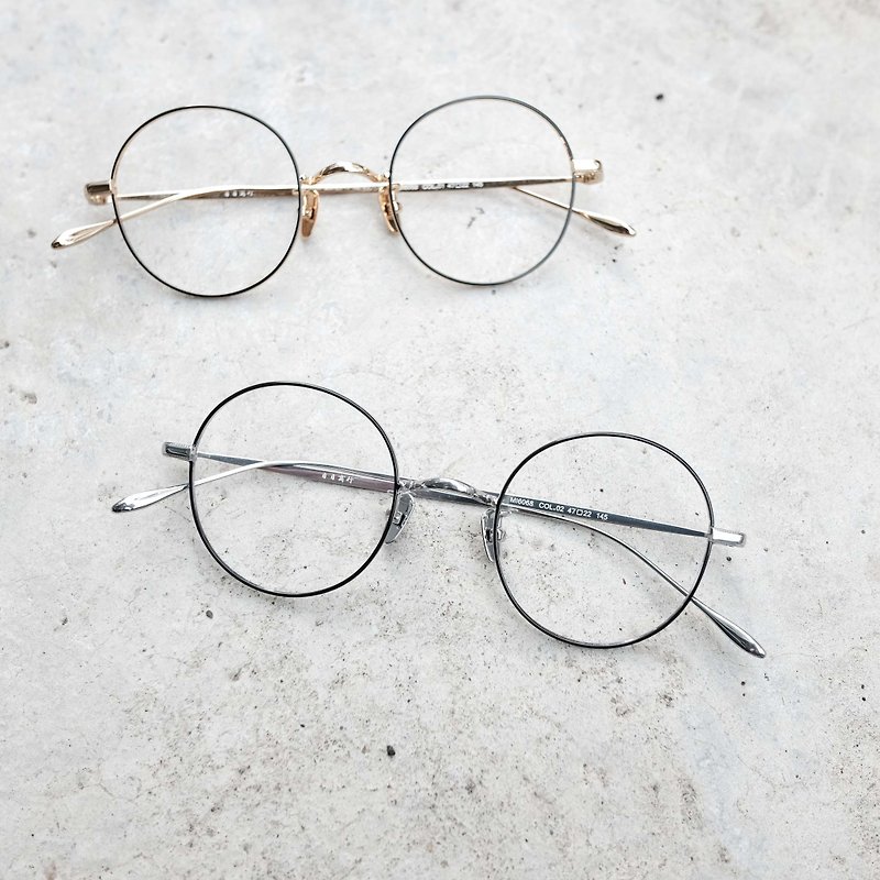 【目目商行】韓國 新款 復古特色復古圓框 鈦金屬 超輕量鈦框 - 眼鏡/眼鏡框 - 其他金屬 黑色
