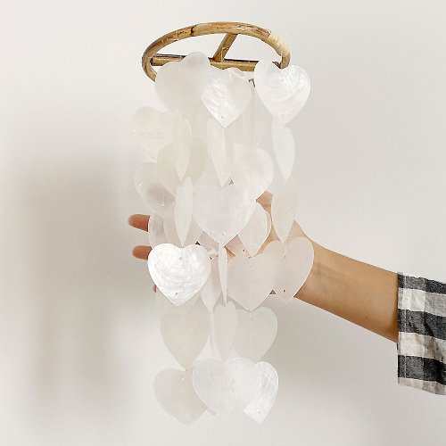 HO’ USE PRE-MADE | Finnish Bakery_Heart_Natural| Shell Wind Chime Mobile | #0-403-1