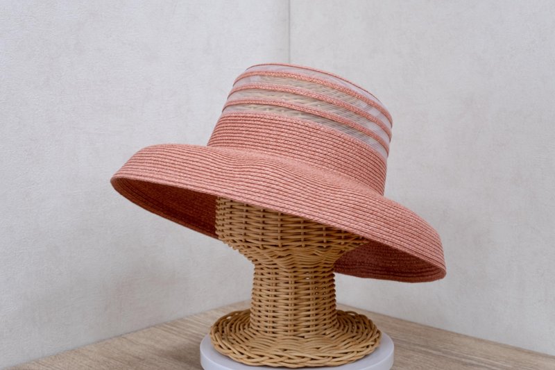 British elegant and breathable lady hat - rose pink paper thread woven in Taiwan - หมวก - กระดาษ สึชมพู