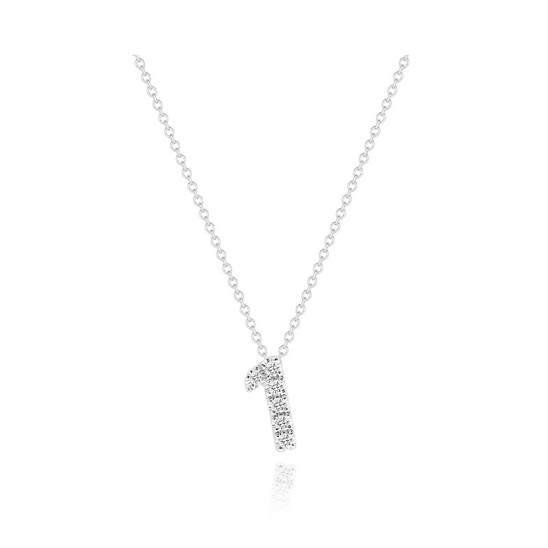 1 - Number Necklace | 14K金真鑽項鍊 - 項鍊 - 鑽石 
