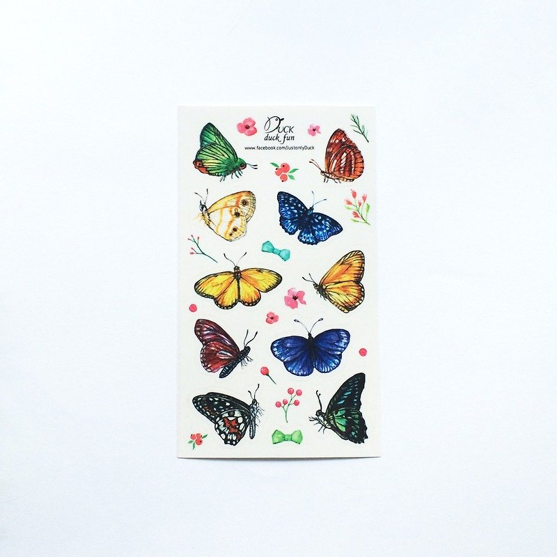 Flowers and butterflies dance stickers - สติกเกอร์ - กระดาษ สีเขียว