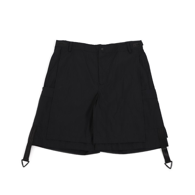 Double Side Pocket Shorts - Black - กางเกงขาสั้น - ผ้าฝ้าย/ผ้าลินิน สีดำ