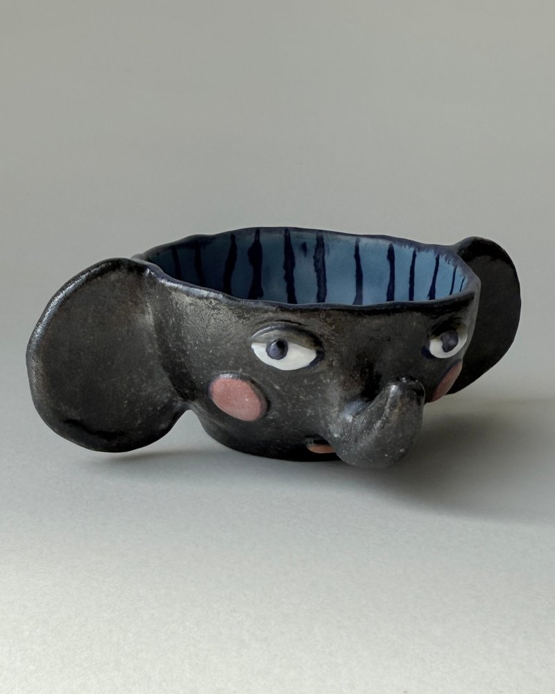 Mini Dumbo Bowls (006) 陶製、迷你、大象碗 - 碗 - 陶 黑色