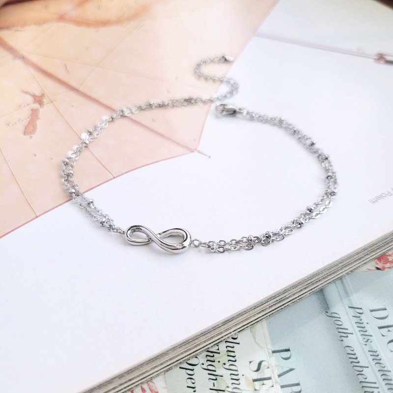 infinite infinity. White steel anklet is not afraid of water and does not change color, hypoallergenic - กำไลข้อเท้า - สแตนเลส สีเงิน