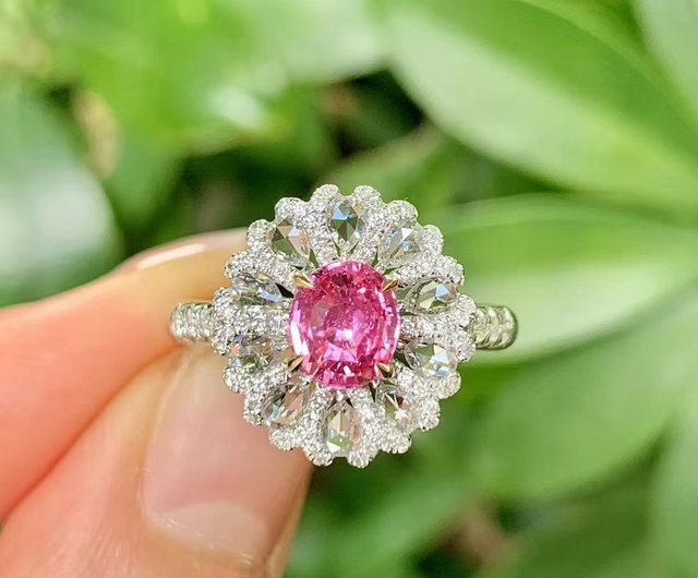 Taipei Aos Jewelry 1.24ct 未焼成パパラチア リング - ショップ 台北オージージュエリー➤カスタマイズされたモアッサナイト、モアッサナイト  リング・指輪 - Pinkoi