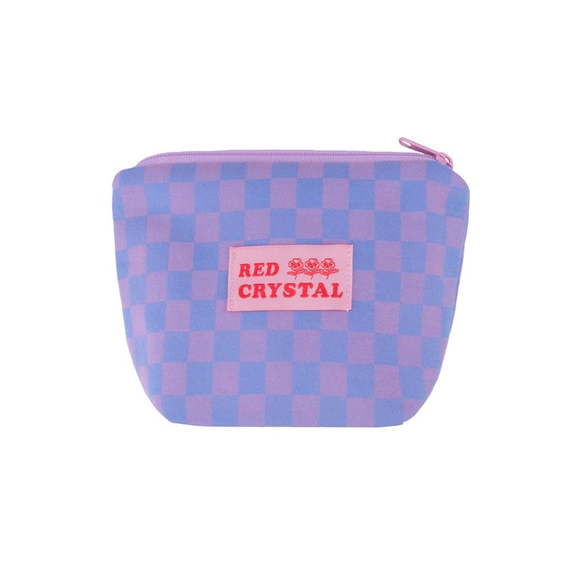 CHECKERBOARD POUCH (purple) - 零錢包/小錢包 - 棉．麻 紫色