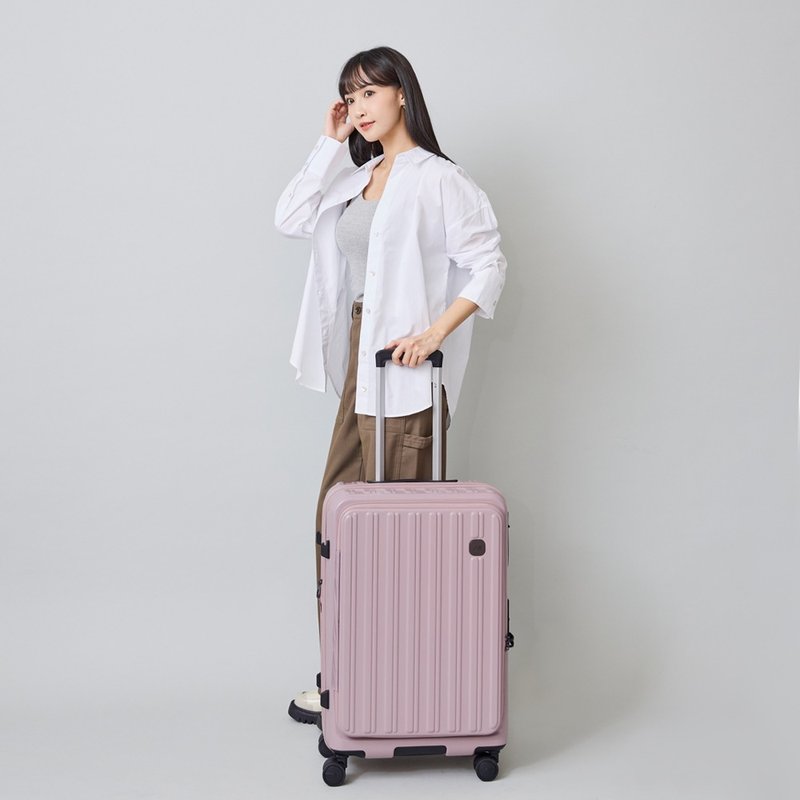 24吋/前開式/PC箱體/Hinomoto靜音輪煞車/旅行箱/行李箱-多色任選 - 後背包/背包/書包 - 尼龍 粉紅色