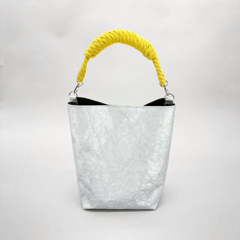 【東京発】特殊素材エコロジーロープショルダー silver × yellow - 側背包/斜背包 - 防水材質 銀色