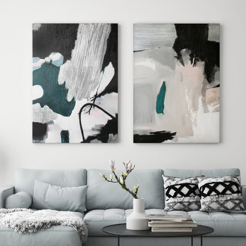 Silver Abstract | Black Silver Wall Art | Silver Wall Art | Silver Art | Trust - 壁貼/牆壁裝飾 - 棉．麻 綠色