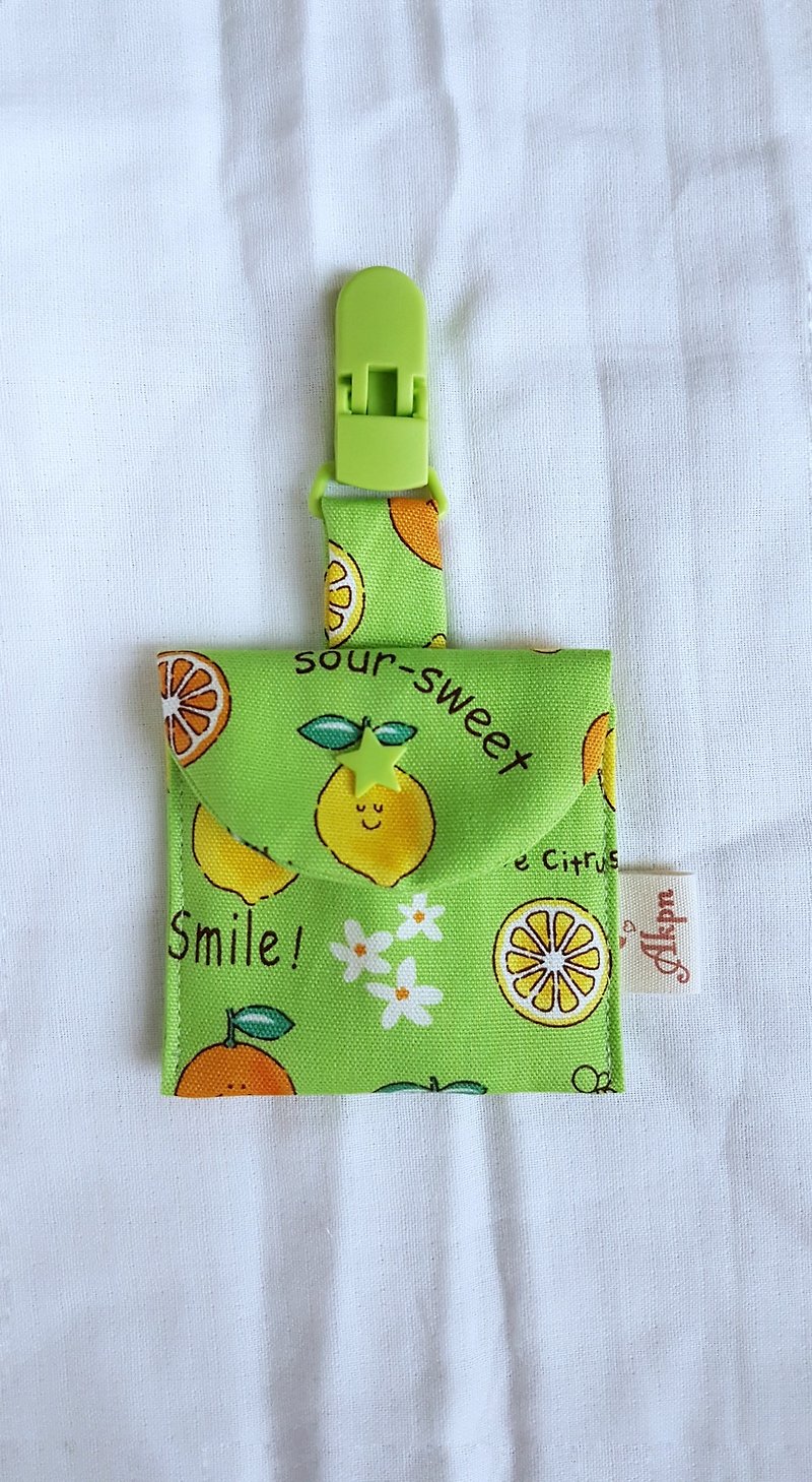 Orange Lemon Fruit Peace Bag - ผ้ากันเปื้อน - ผ้าฝ้าย/ผ้าลินิน สีเขียว