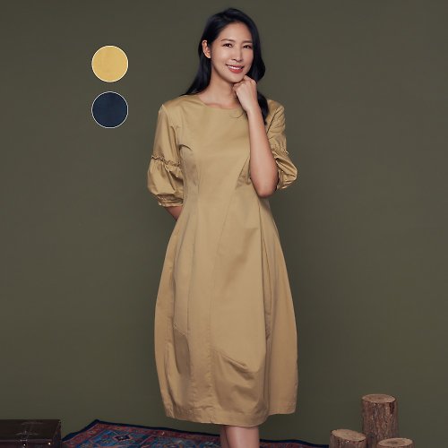 MEDUSA LADY 【MEDUSA】設計款剪裁素色蓬裙洋裝-2色(M-L) | 連身裙 長洋裝