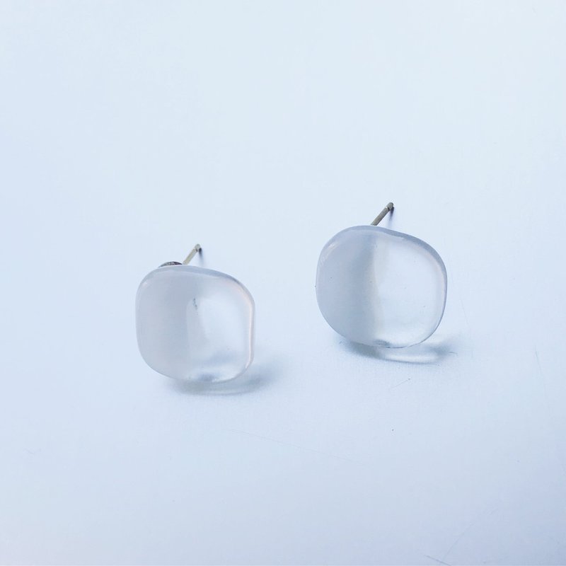 White Square Earring - Earrings & Clip-ons - Glass White