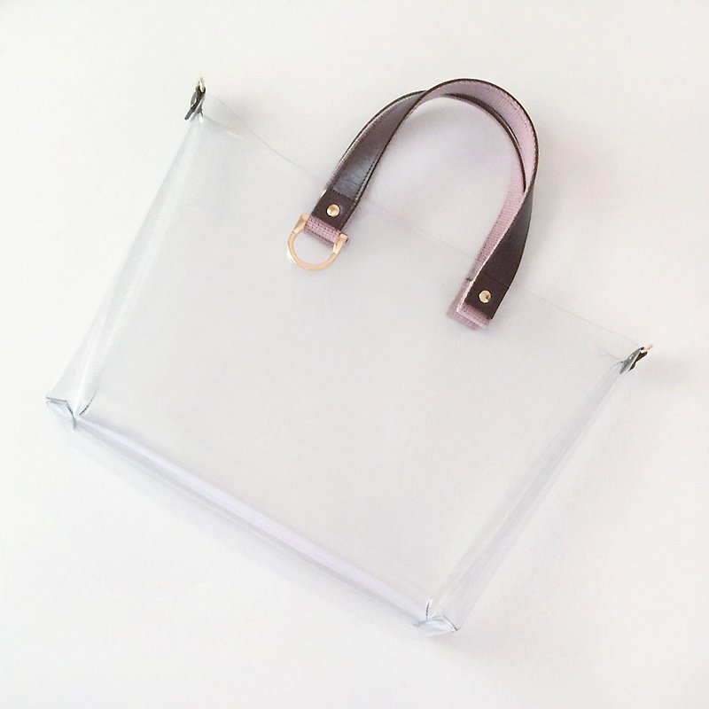 Clear Tote Bag (Large) - Smoke Pink - กระเป๋าถือ - วัสดุกันนำ้ สีใส