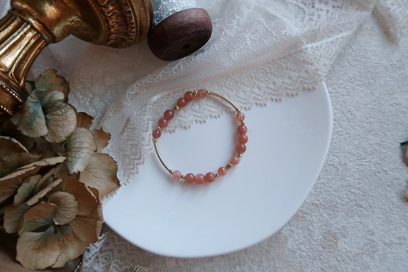陽光下的星星 - 天然石飾品 太陽石 草莓晶 輕珠寶 禮物 - 手鍊/手環 - 半寶石 橘色