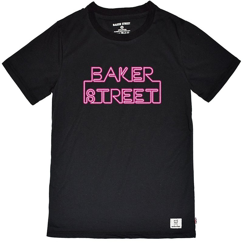 British Fashion Brand -Baker Street- Neon Board T-shirt - เสื้อยืดผู้ชาย - ผ้าฝ้าย/ผ้าลินิน สีดำ
