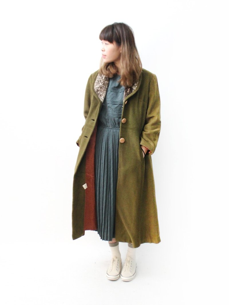 [RE1213C464] winter adult adults feel Olive green vintage coat coat - Women's Casual & Functional Jackets - Wool Green