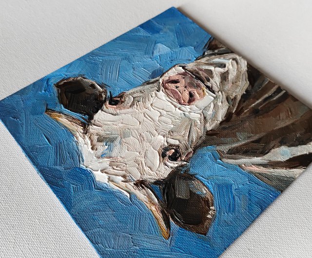ヴィンテージ　油絵 油絵 特選油絵 牛 ヴィンテージ アンティーク レトロ 絵画