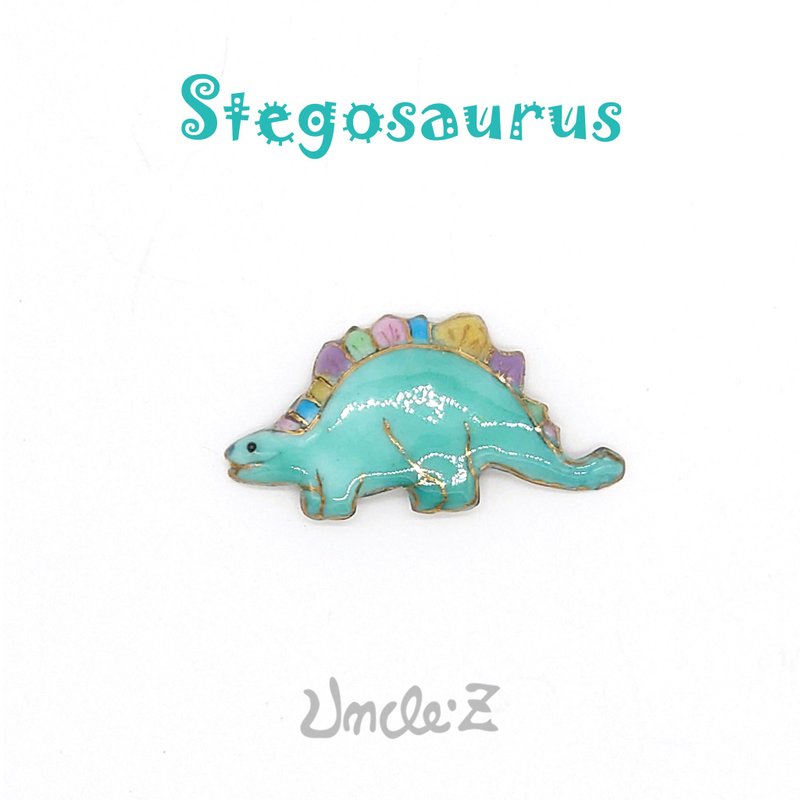恐竜-ステゴサウルスC-の七宝焼ピンブローチ - 徽章/別針 - 其他金屬 藍色