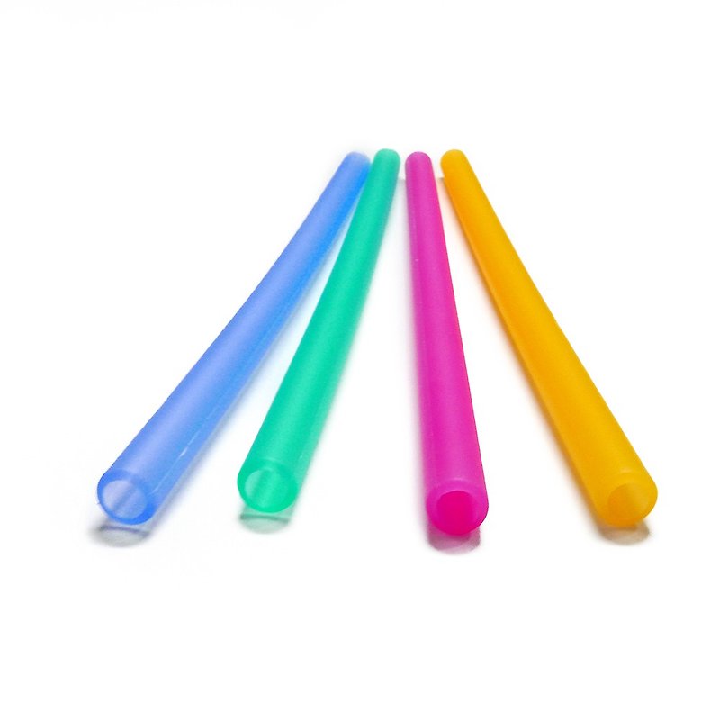 US GoSili 4-Piece Silicone Eco-Friendly Straw Set (20cm) - Colorful - Reusable Straws - Silicone Multicolor
