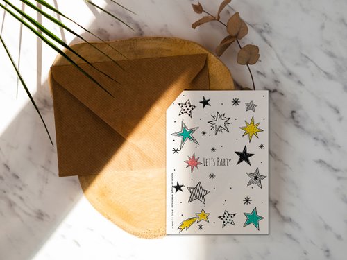 𝓦𝓮𝓵𝓴𝓲𝓷 洛可可草莓手工書 星星派對【CM19007】洛可可草莓手創明信片卡片含信封