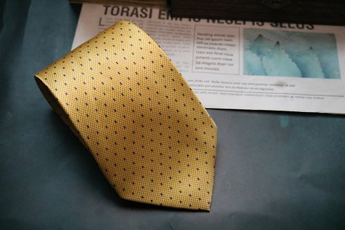 壞紳士 黃色波點重磅真絲領帶商務精英摯愛necktie