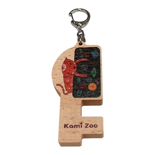 PRINT+SHAPE 木質手機架鑰匙圈 貓咪旅行箱 客製化禮物 鑰匙包 手機支架 吊飾